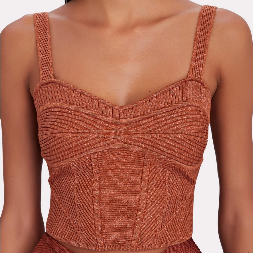 NWT Retrofete Geneva Ribbed Knit Sleeveless Bustier Corset Crop Top XS